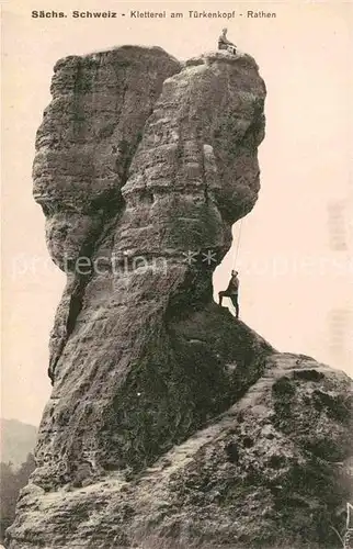 Klettern Bergsteigen Tuerkenkopf Rathen  Kat. Bergsteigen