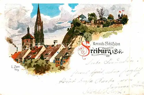 Zorn L. Freiburg im Breisgau Rommels Schloesschen  Kat. Kuenstlerlitho