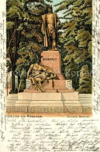 Bismarck Denkmal Mannheim Litho Kat. Persoenlichkeiten