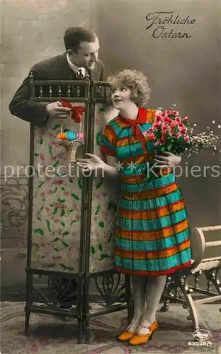 Foto Amag Nr. 63929 4 Ostern Mann Frau Blumen  Kat. Fotografie