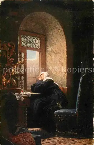 Kuenstlerkarte Gustav Adolf Kuntz Ein Gruss aus der Welt Nonne  Kat. Kuenstlerkarte