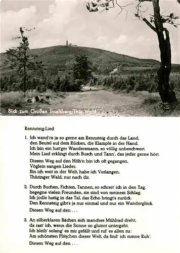 Liederkarte Rennsteig Lied Grosser Inselsberg Kat. Musik