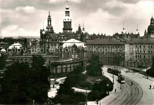 Strassenbahn Dresden Sophienstrasse Zwinger Taschenbergpalais Kat. Strassenbahn