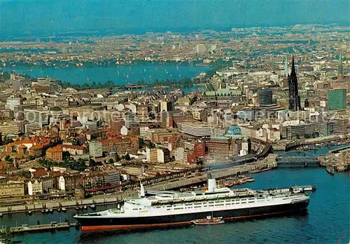 Dampfer Oceanliner TS Queen Elisabeth II. ueberseebruecke  Kat. Schiffe