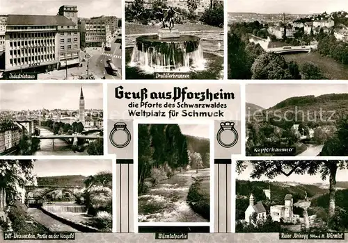 Pforzheim Industriehaus Dreitaelerbrunnen Dillweissenstein Wuermtal Ruine Steinegg Kat. Pforzheim