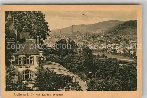 Freiburg Breisgau Blick von Loretto Stadtansicht Kat. Freiburg im Breisgau