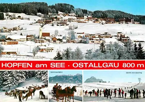 Hopfen See Panorama Wildfuetterung Pferdeschlitten Skilift mit Saeuling Kat. Fuessen