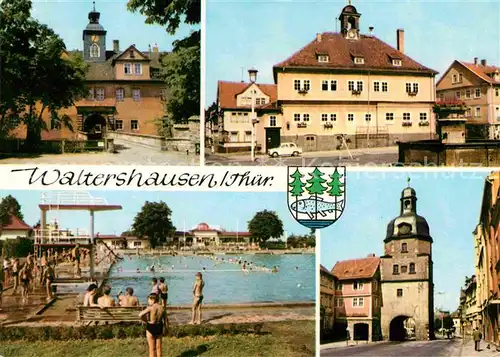 Waltershausen Gotha Schloss Tenneberg Rathaus Markt Schwimmbad Nikolaustor Kat. Waltershausen