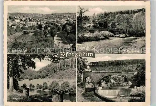 Pforzheim Panorama Kupferhammer Nagoldtal Dillweissenstein Bruecke Nagoldpartie Kat. Pforzheim