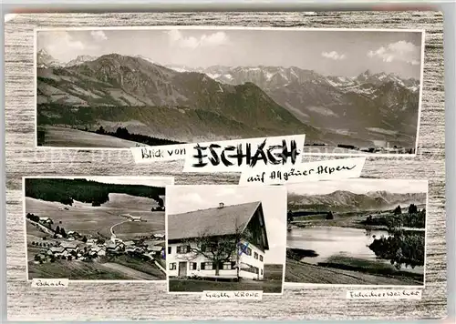 Eschach Kempten Panorama Ortsblick Gasthaus Krone Eschacher Weiher Kat. Buchenberg