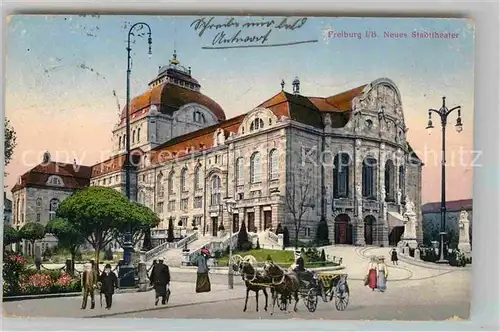 Freiburg Breisgau Neues Stadttheater Pferdekutsche Kat. Freiburg im Breisgau