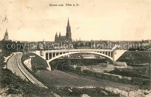 Ulm Donau Muenster Eisenbahn Bruecke Kat. Ulm