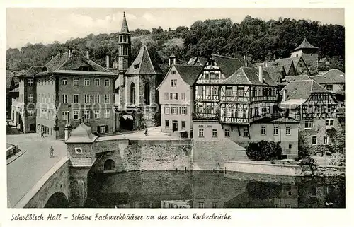 Schwaebisch Hall Fachwerkhaeuser Kocherbruecke Kat. Schwaebisch Hall