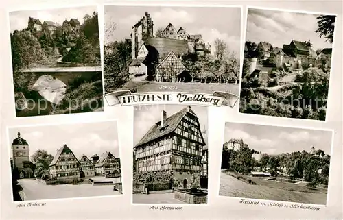 Vellberg Trutzfeste Schloss Torturm Brunnen Freibad  Kat. Vellberg