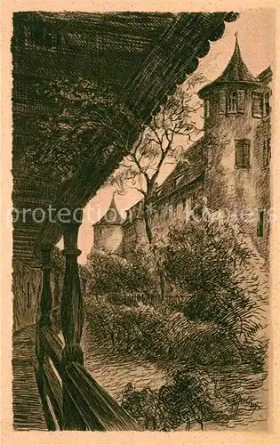 Schwaebisch Hall Wehrgang Schloss Comburg Kunstkarte Kat. Schwaebisch Hall