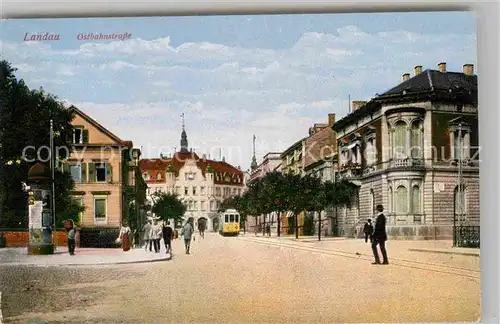 Landau Pfalz Ostbahnstrasse Strassenbahn Kat. Landau in der Pfalz