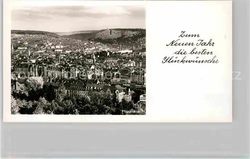 Pforzheim Panorama Blick ueber die Stadt Neujahrskarte Kat. Pforzheim