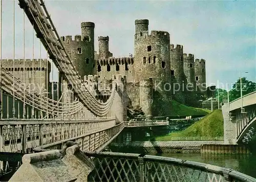 Gwynedd Valley Conwy Castle Telfords Suspension Bridge Kat. Gwynedd Valley