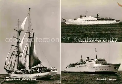 Schiffe GTMS Fritz Heckert Faehrschiff Sassnitz Segelschiff Wilhelm Pieck  Kat. Schiffe