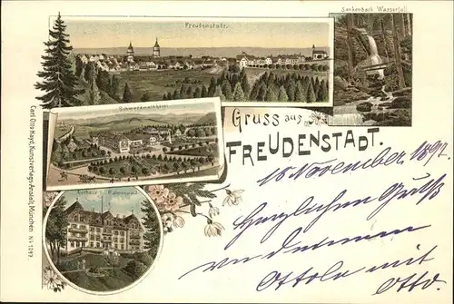 Freudenstadt Schwarzwald Kurhaus Palmenwald Schwarzwaldhotel Sankenbach Wasserfall Kat. Freudenstadt