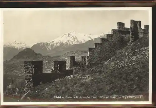 kk05862 Sion VS Ruines de Tourbillon Haut de Cry Kategorie. Sion Alte Ansichtskarten