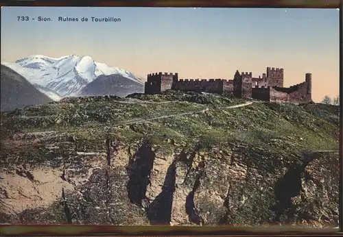 kk05873 Sion VS Ruines Tourbillon Kategorie. Sion Alte Ansichtskarten