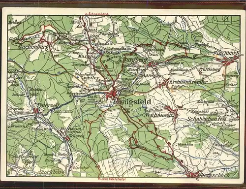 AK / Ansichtskarte Koenigsfeld Schwarzwald Landkarte Strassenkarte / Koenigsfeld im Schwarzwald /Schwarzwald-Baar-Kreis LKR