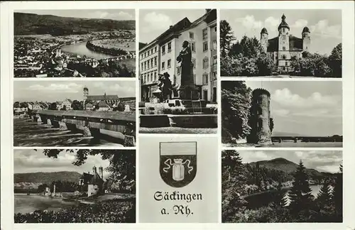 AK / Ansichtskarte Saeckingen Rhein Panorama und Sehenswuerdigkeiten Kat. Bad Saeckingen