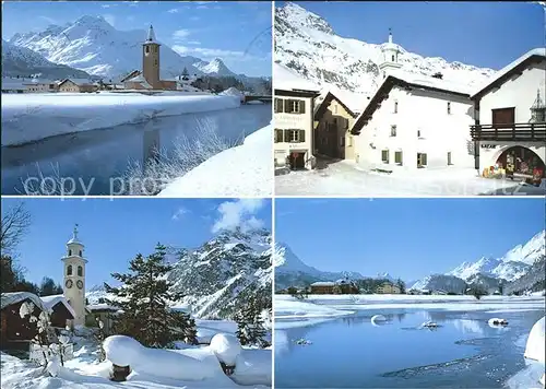 AK / Ansichtskarte Sils Engadin Graubuenden Dorfpartien Kirche Silsersee /  /Bz. Maloja