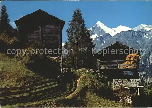 AK / Ansichtskarte Graechen VS Stadel und Spycher Brunegghorn Bisgletscher / Graechen /Bz. Visp