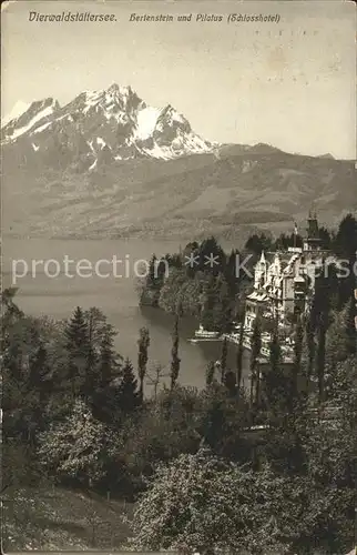 AK / Ansichtskarte Vierwaldstaettersee SZ Hertenstein und Pilatus Schlosshotel / Brunnen /Bz. Schwyz