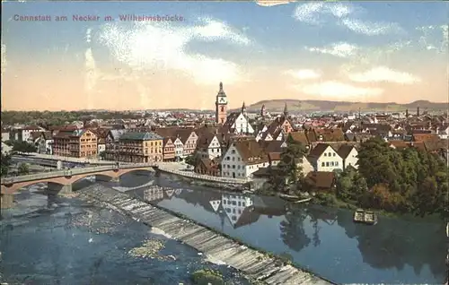 AK / Ansichtskarte Cannstatt Neckar mit Wilhelmsbruecke Kat. Stuttgart