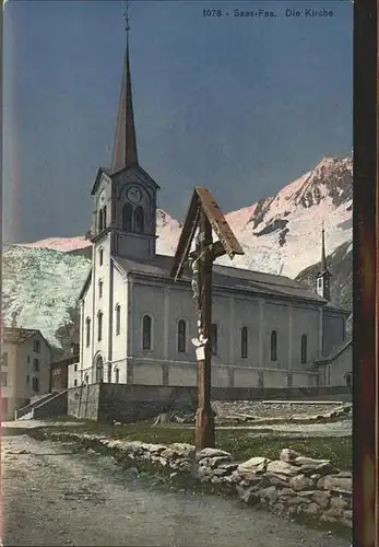 AK / Ansichtskarte Saas Fee Kirche Kat. Saas Fee