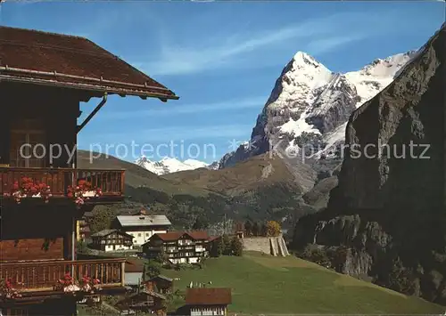 AK / Ansichtskarte Muerren BE Hotel Alpenruhe mit Kl Scheidegg und Eiger / Muerren /Bz. Interlaken