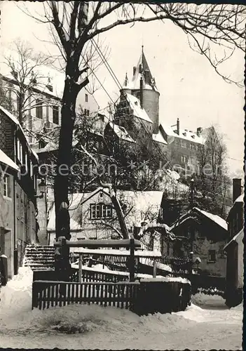 AK / Ansichtskarte Schwarzenberg Erzgebirge Ortspartie im Winter Kat. Schwarzenberg