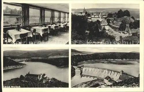 AK / Ansichtskarte Waldeck Edersee Veranda Stadt Waldeck Schloss Waldeck Edersee Sperrmauer Kat. Edertal