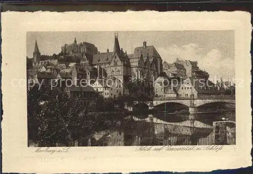 AK / Ansichtskarte Marburg Lahn Blick auf Universitaet und Schloss Lahnbruecke Kupfertiefdruck Buetten Kat. Marburg