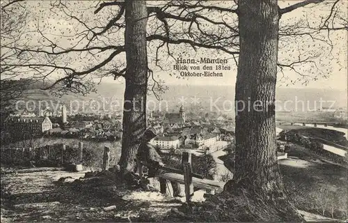 AK / Ansichtskarte Hann. Muenden Blick von den 18ten Oktober Eichen Ruhebank Kat. Hann. Muenden