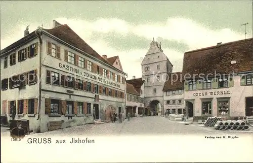 AK / Ansichtskarte Ilshofen Strassenpartie Gasthof Ochsen Stadttor Kat. Ilshofen