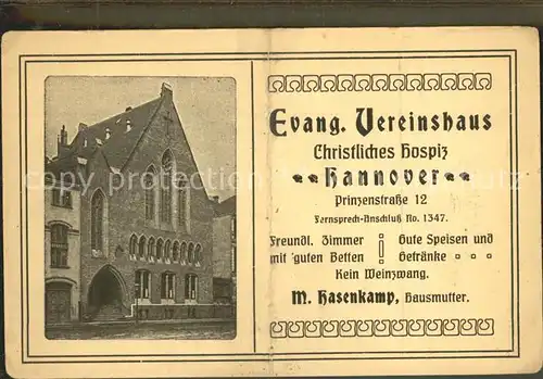 AK / Ansichtskarte Hannover Evangelisches Vereinshaus Rechnung Kat. Hannover