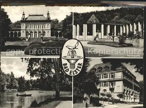 AK / Ansichtskarte Bad Elster Kurhaus Moritzquelle Sanatorium Sachsenhof Gondelteich  Kat. Bad Elster