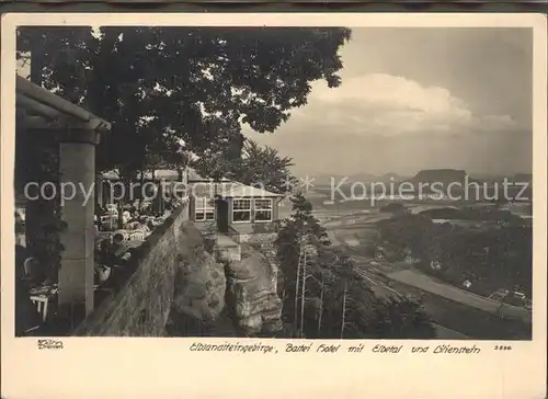 AK / Ansichtskarte Rathen Saechsische Schweiz Bastei Hotel mit Elbetal Blick zum Lilienstein Elbsandsteingebirge Kat. Rathen Sachsen