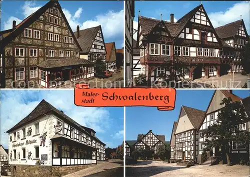 AK / Ansichtskarte Schwalenberg Kuenstlerklause Rathaus Maikasten Fachwerkhaus Markt Malerstadt Kat. Schieder Schwalenberg