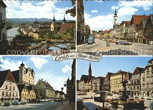 AK / Ansichtskarte Steyr Enns Oberoesterreich Stadtplatz Brunnen Kirche  Kat. Steyr