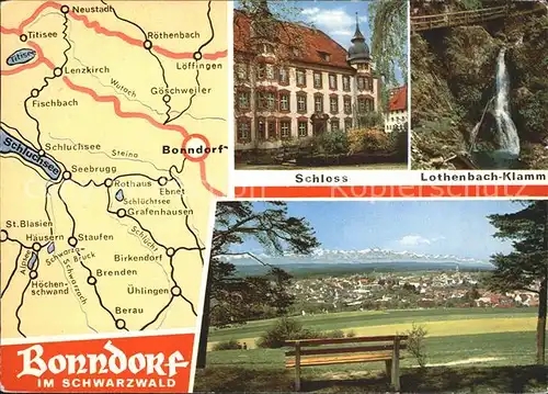 AK / Ansichtskarte Bonndorf Schwarzwald Schloss Lothenbach Klamm Panorama Lageplan Kat. Bonndorf