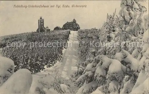 AK / Ansichtskarte Fichtelberg Oberwiesenthal Fichtelberghaus Hotel mit Wetterwarte Kat. Oberwiesenthal