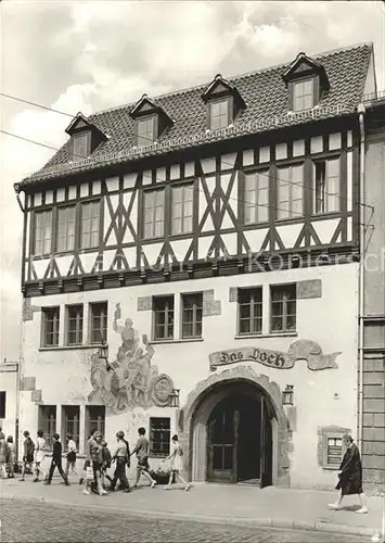 AK / Ansichtskarte Saalfeld Saale Historische Gaststaette Das Loch Fassadenmalerei Kat. Saalfeld