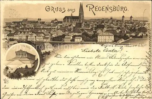 AK / Ansichtskarte Regensburg Stadtbild mit Dom Walhalla Ruhmeshalle Kat. Regensburg