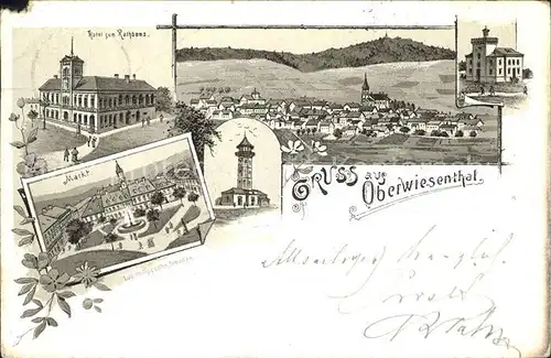 AK / Ansichtskarte Oberwiesenthal Erzgebirge Gesamtansicht mit Fichtelberg Unterkunftshaus Markt Hotel zum Rathaus Keilberg Turm Kat. Oberwiesenthal