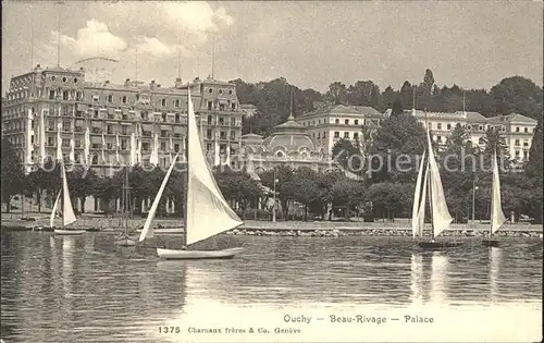 AK / Ansichtskarte Ouchy Beau Rivage Palace Lac Leman Bateaux a voile Kat. Lausanne